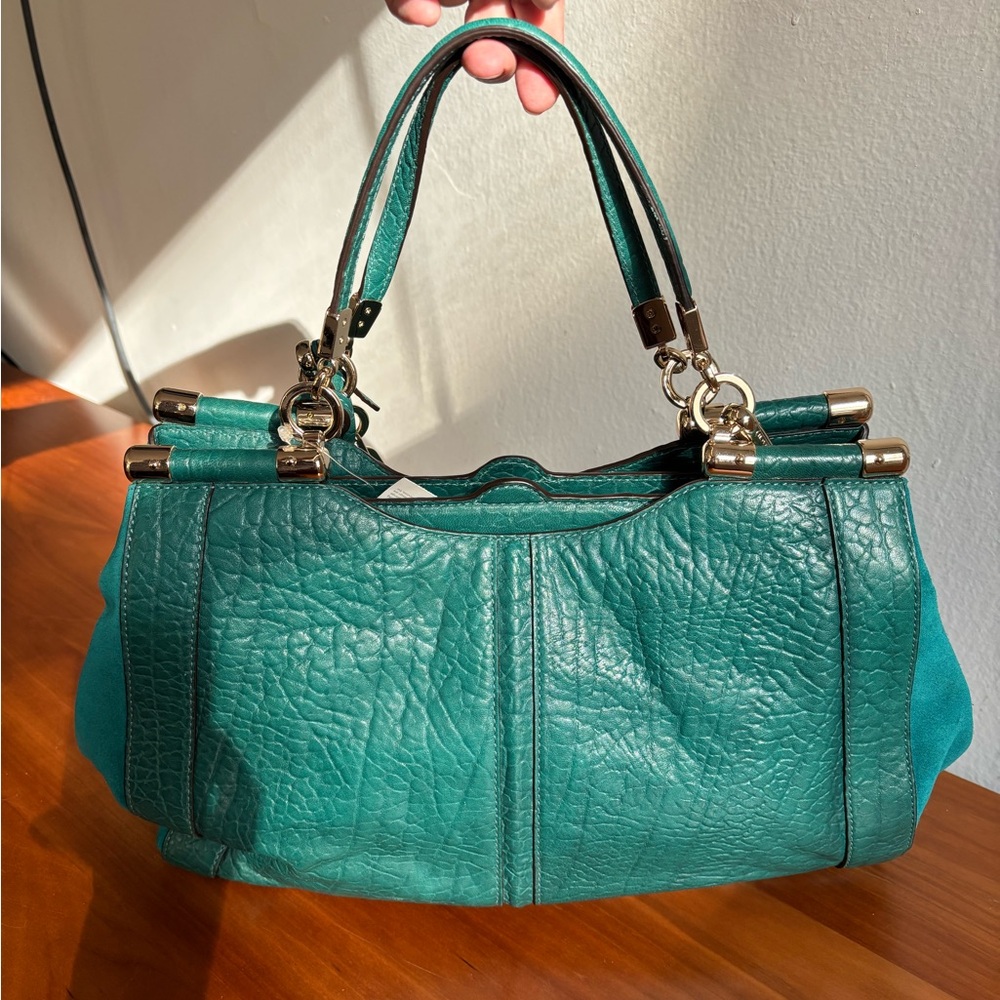 Coach Teal Green Leather Tassel Shoulder Bag - Picture 2 of 16